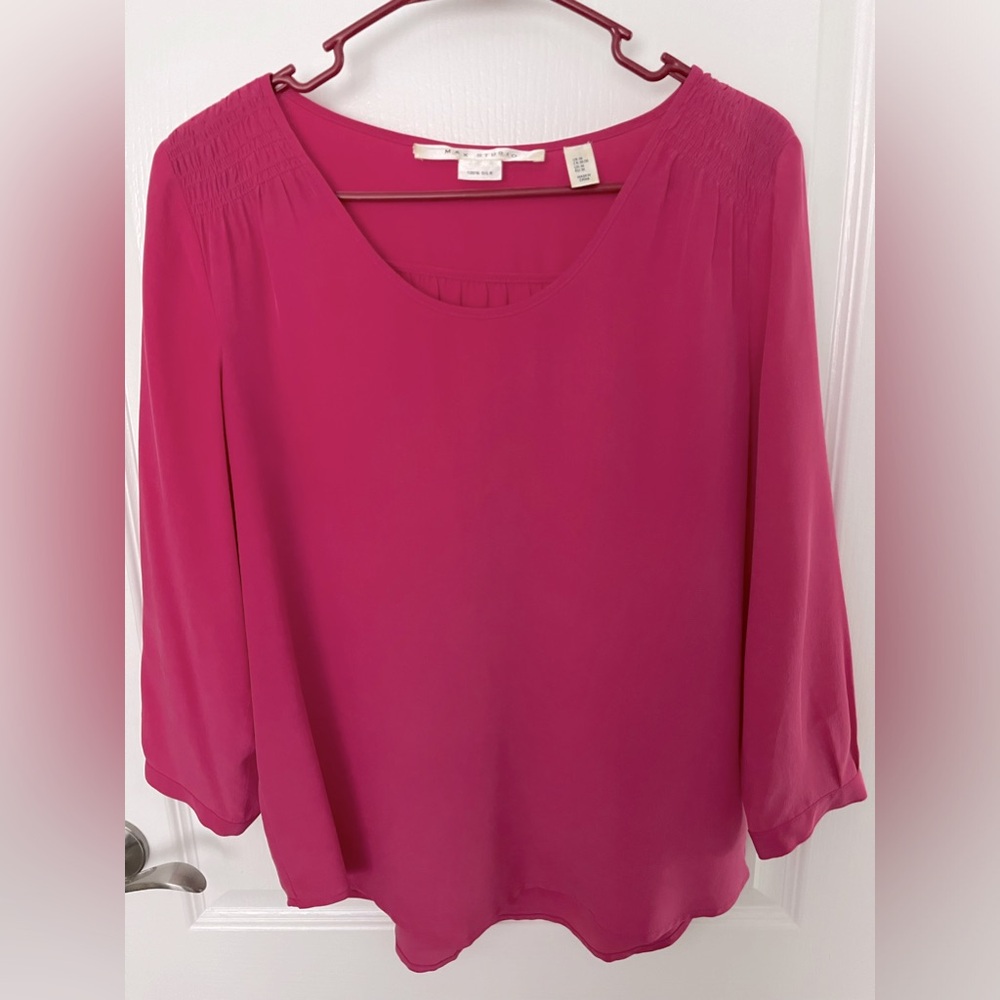 100% Silk Max Studio, Long Sleeve, Pop Over Top